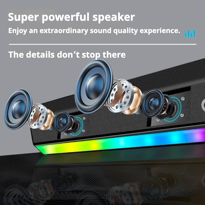 KP-557 Haut-parleur Bluetooth avec RGB Colorful Lights Home Soundbar avec Bluetooth sans fil De