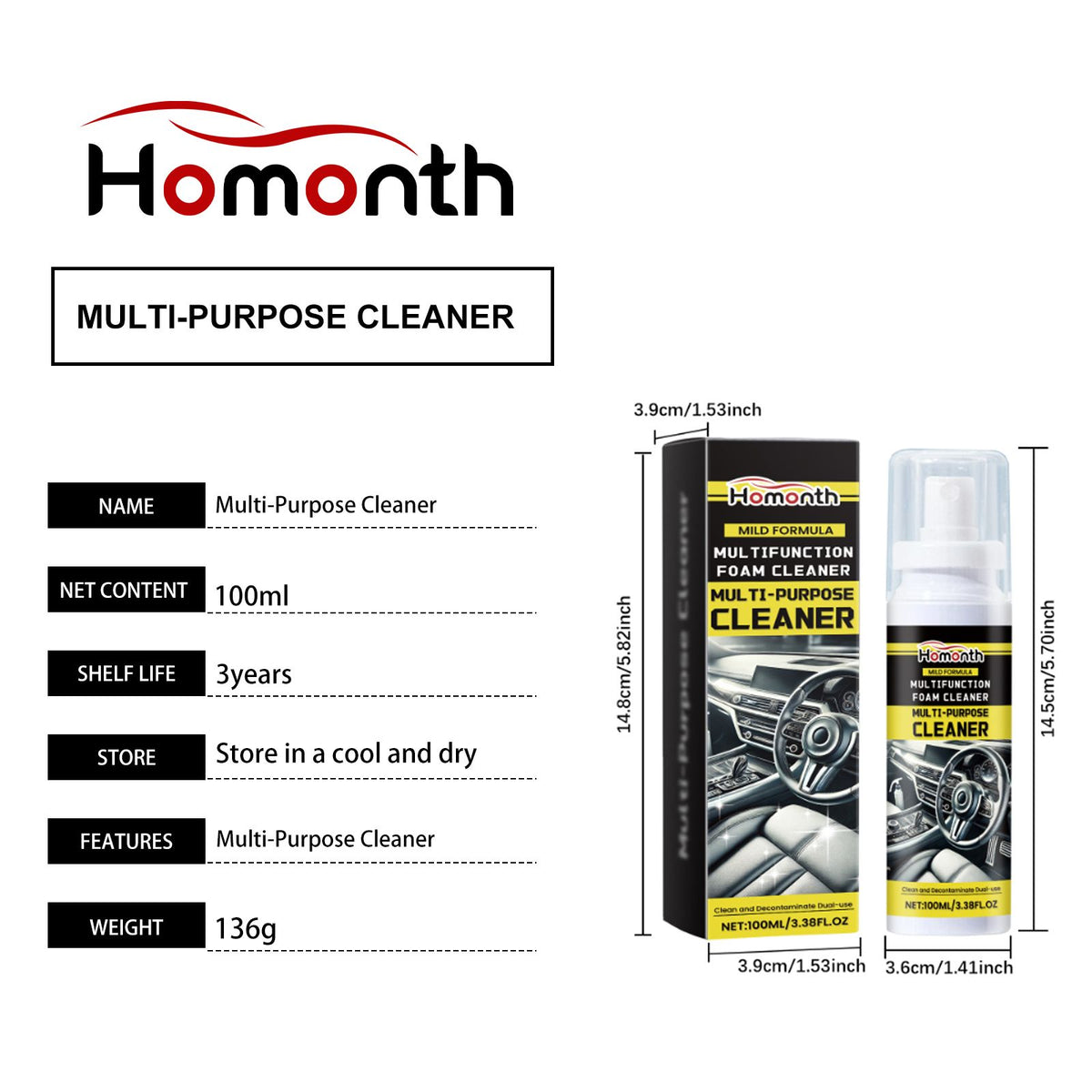 HOMONTH Multipurpose Automotive Interior Cleaner