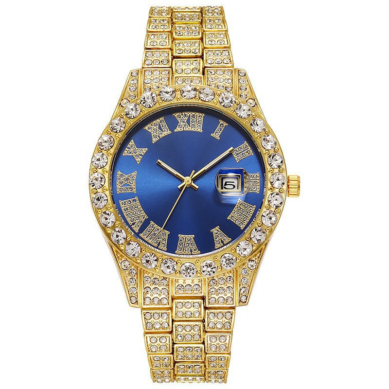 Bracelet en acier pour hommes Hip-hop Roman Quartz Montre