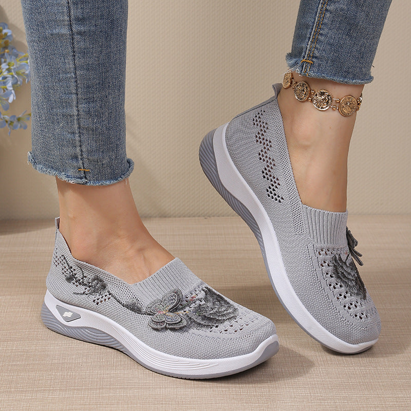 Chaussures de marche brodées Chaussures casuales en mesh