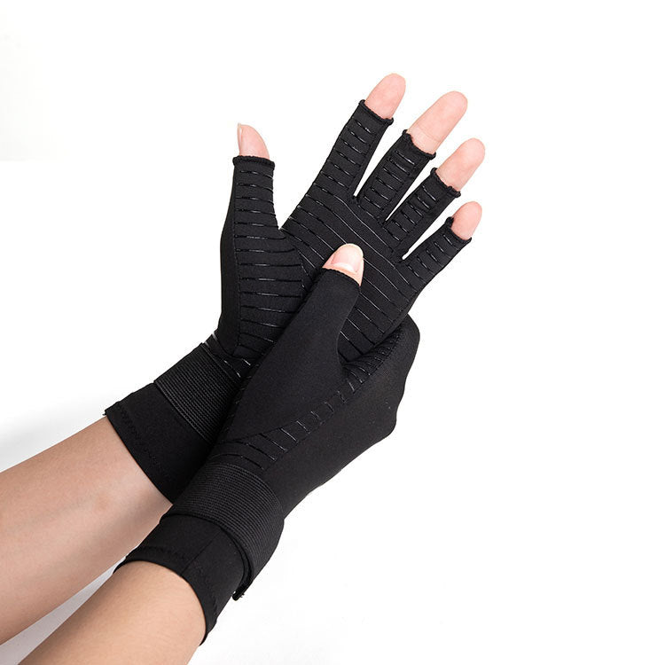 Finger Strap Copper Fibre Fitness Black Outdoor Non-slip Joint Care Gants de vélo