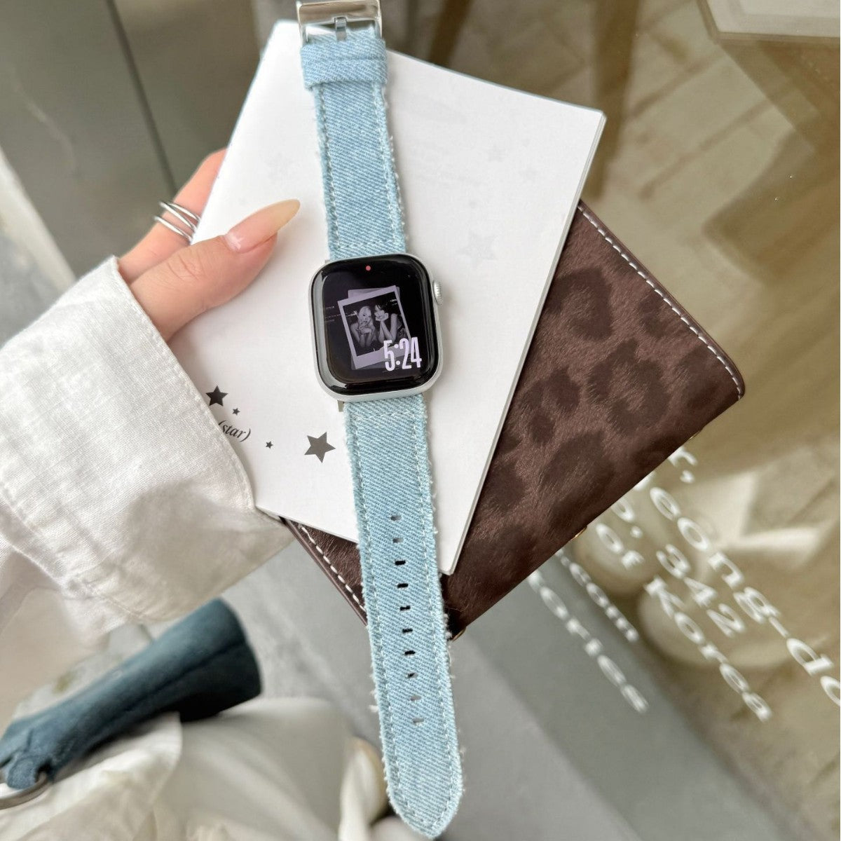Bracelet de montre en cuir denim mode