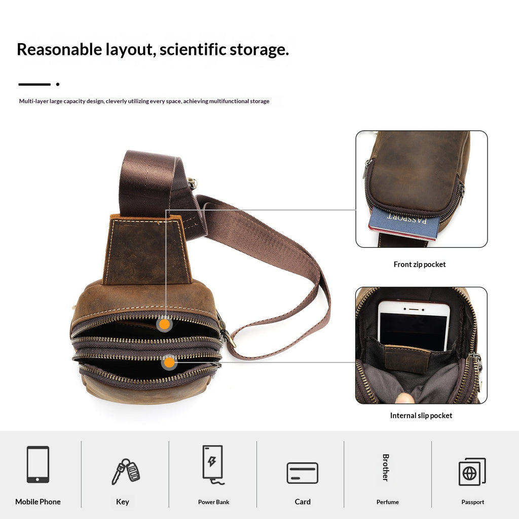 Sac de poitrine vertical pour hommes rétro occasionnel