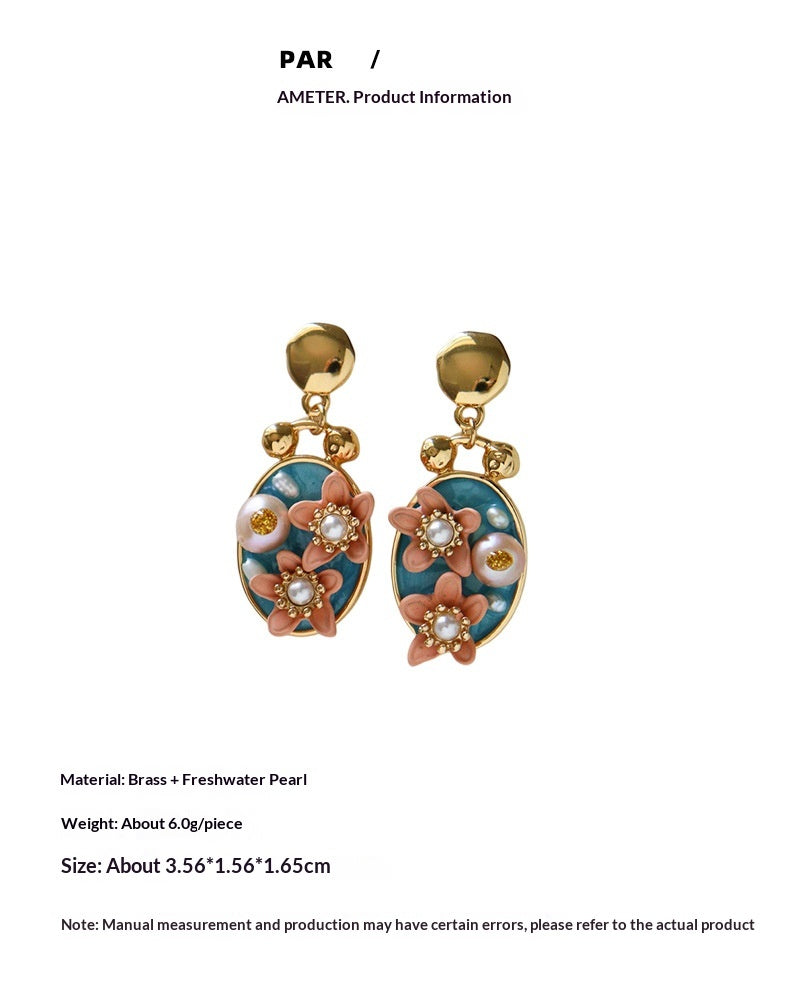 Boucles d'oreilles en trois dimensions en perles d'eau douce