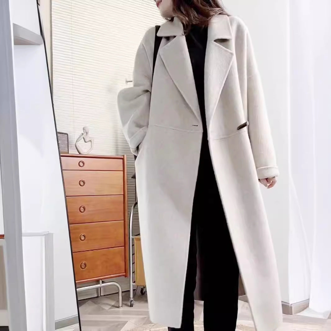 Manteau de laine de style coréen avec boutons Horn
