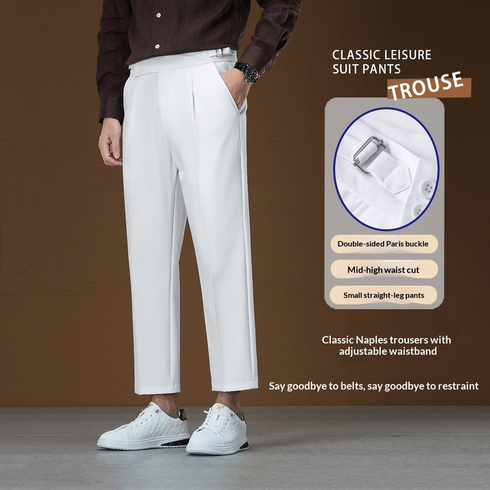 Pantalons pour hommes non-iron réglables de taille légère Business Gentleman Straight Leg Pantalons