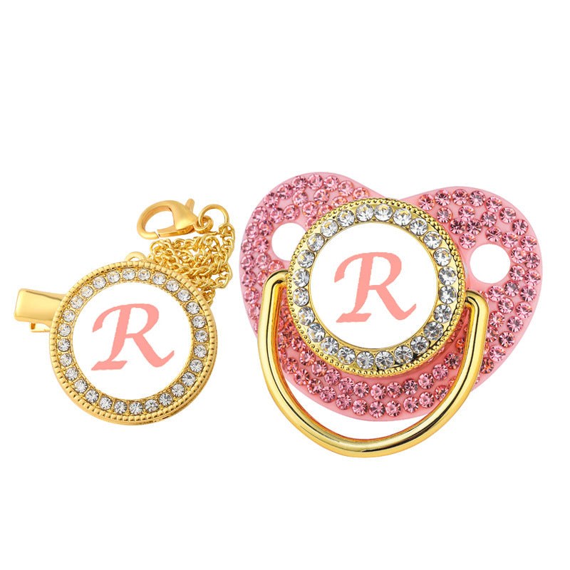 Diamond Baby Silica Gel Pacifier bébé avec diamant 26 lettres anglaises