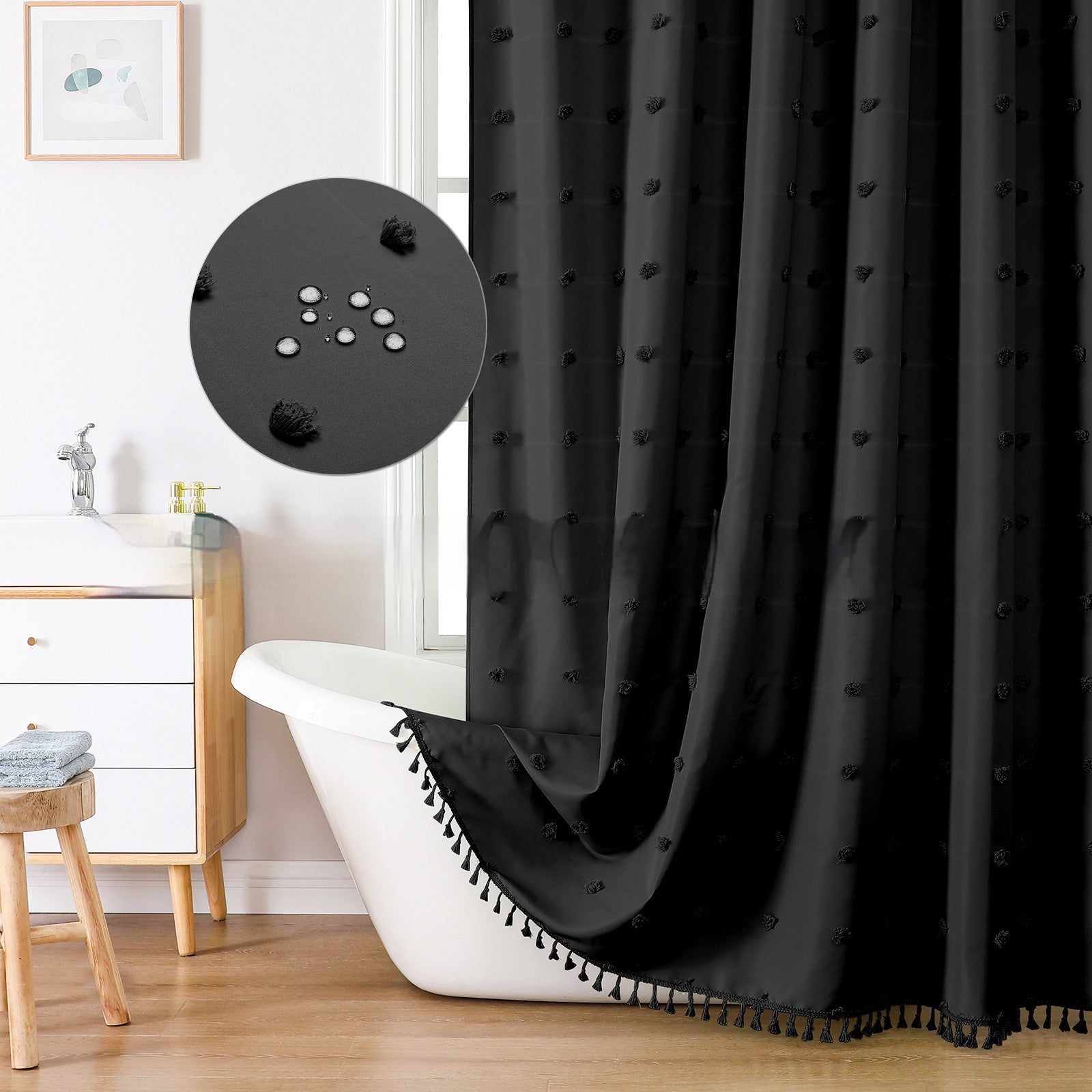 Rideaux de douche simples en polyester Hydrangea coupé