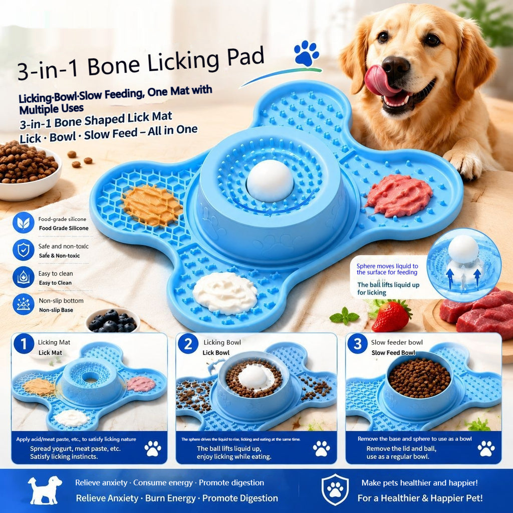 Pet Silicone 3-en-1 tapis de collage avec des textures cloisonnées pour prévenir l'étouffement