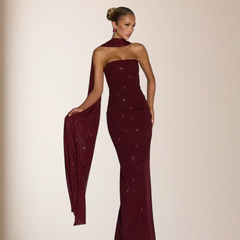 Robe de femme sans écharpe à paillettes