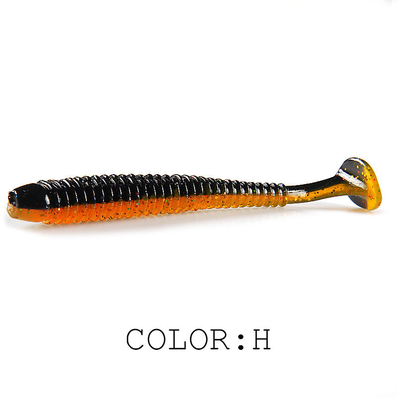 Luya Soft Fish Bait Thread T Tail Double Couleur avec sel