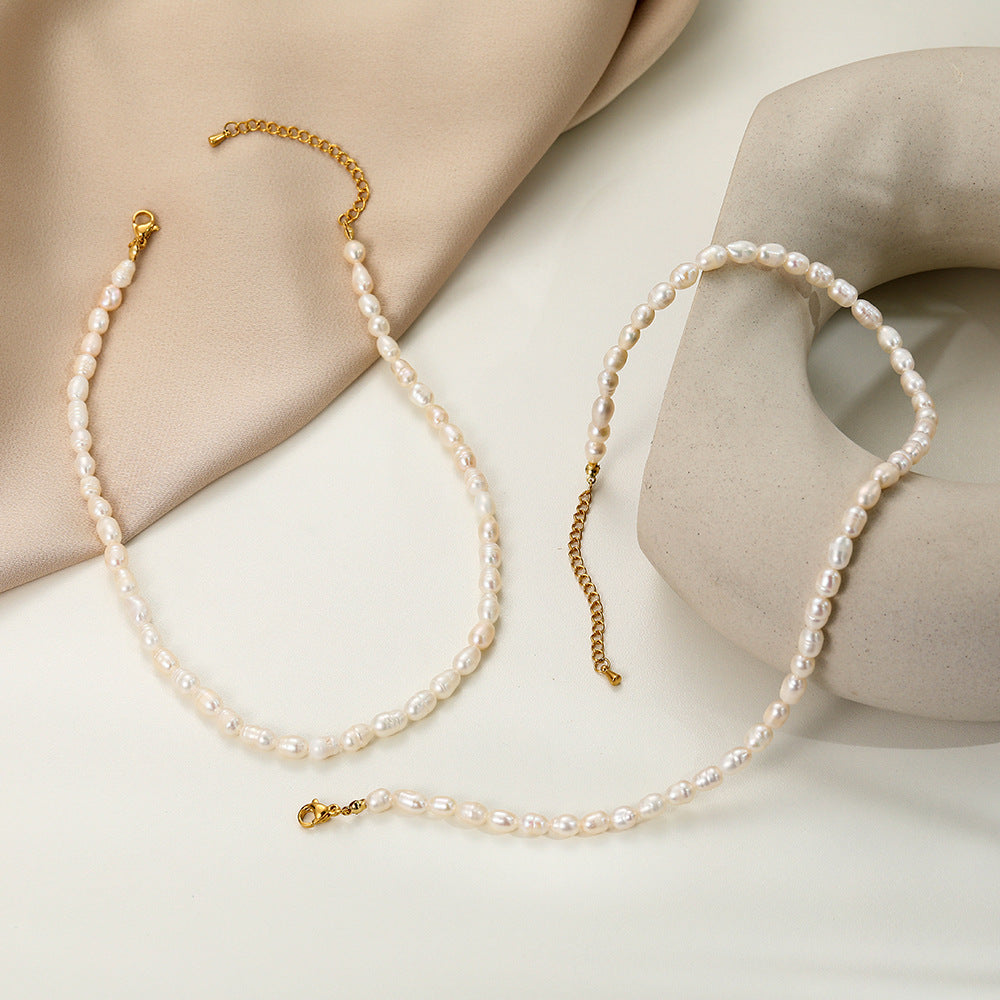 Collier de perles d'eau douce naturel pour les femmes léger luxe minorité style doux cool Clavicl