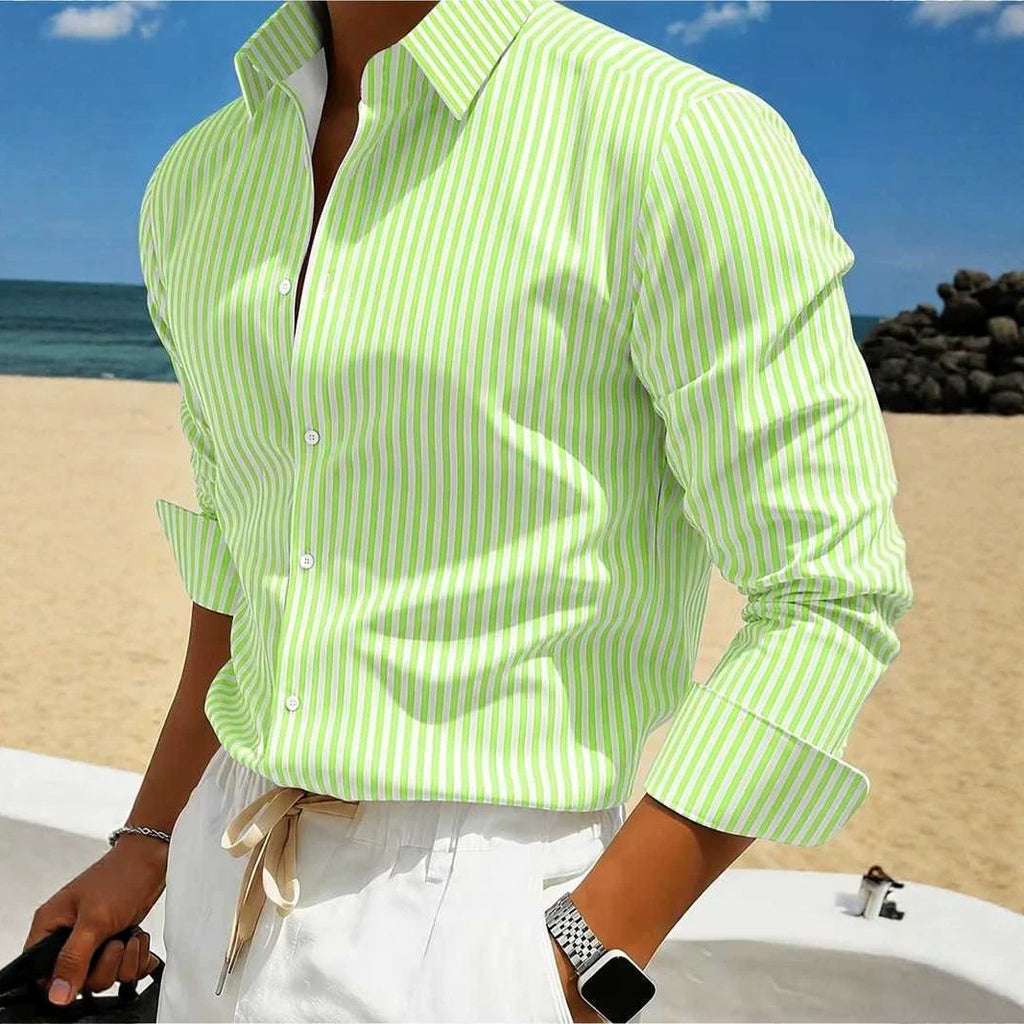 Chemise à manches longues rayées pour homme pour l'été