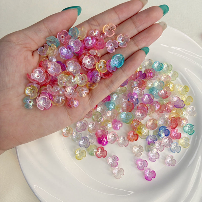 Perles 3-Pétales lumineuses de fleurs acryliques