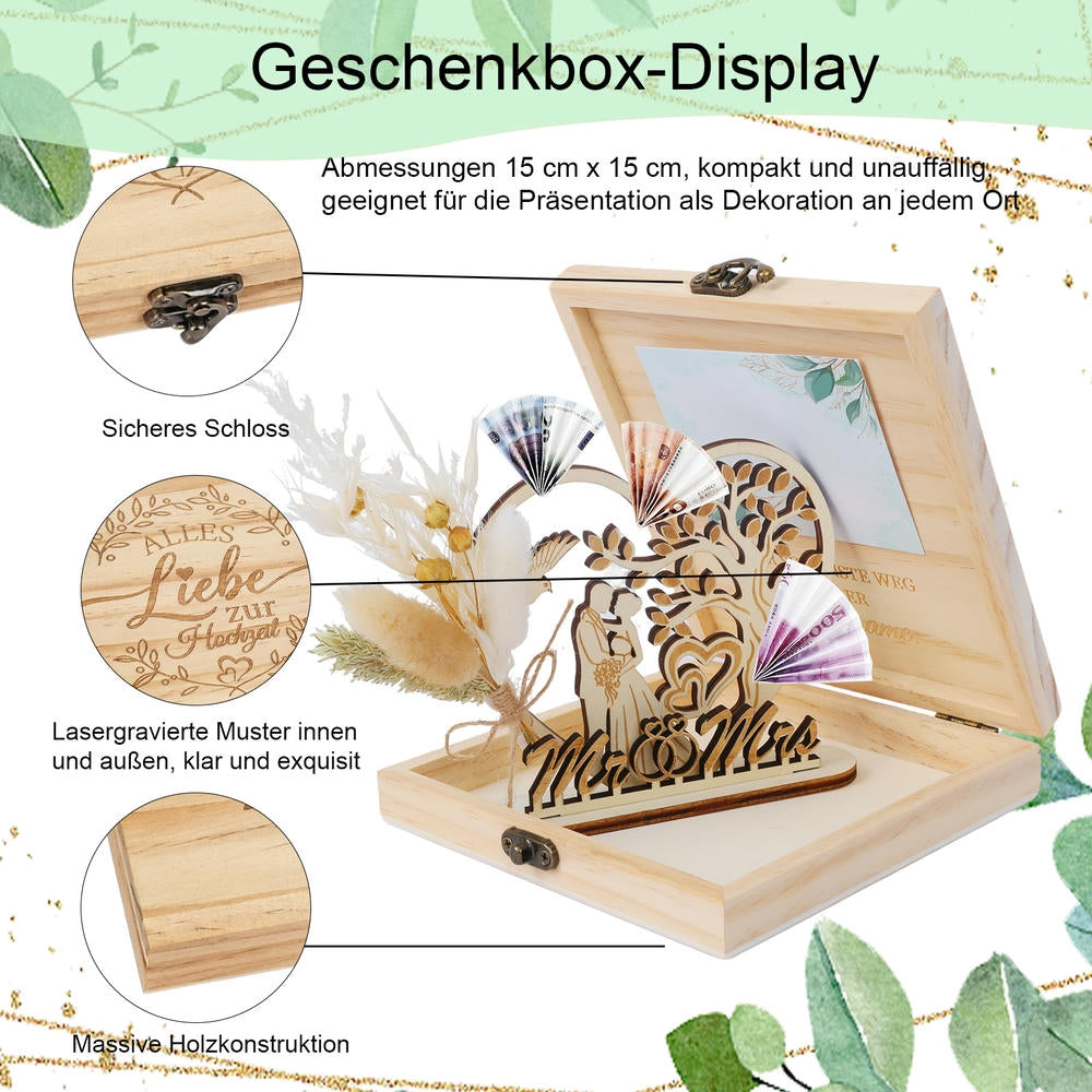 Set 6 pièces: Boîte cadeau en bois avec un fermoir