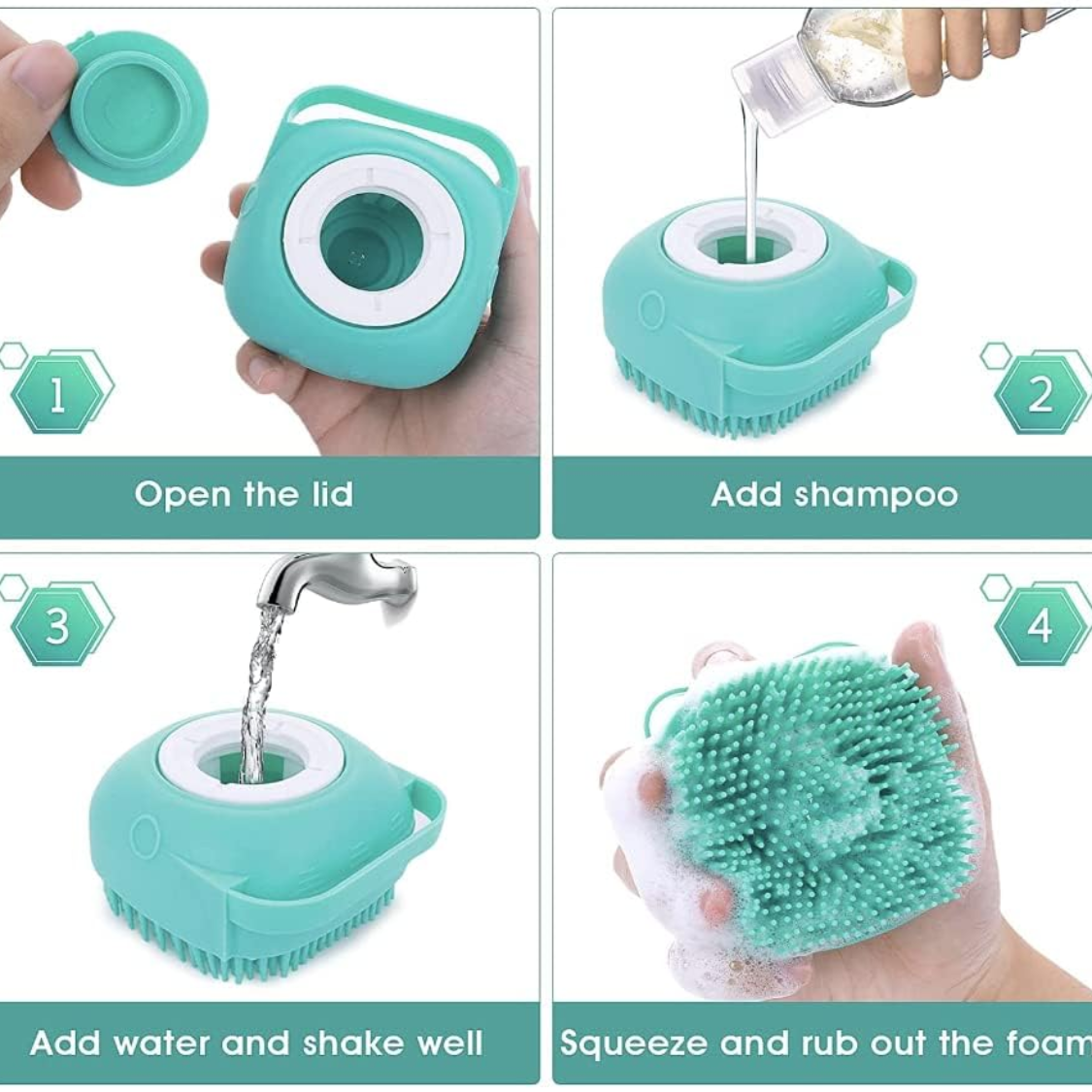 Pet Bath Brush Massager Puppy Dog Cat Grooming Soft Cleaning