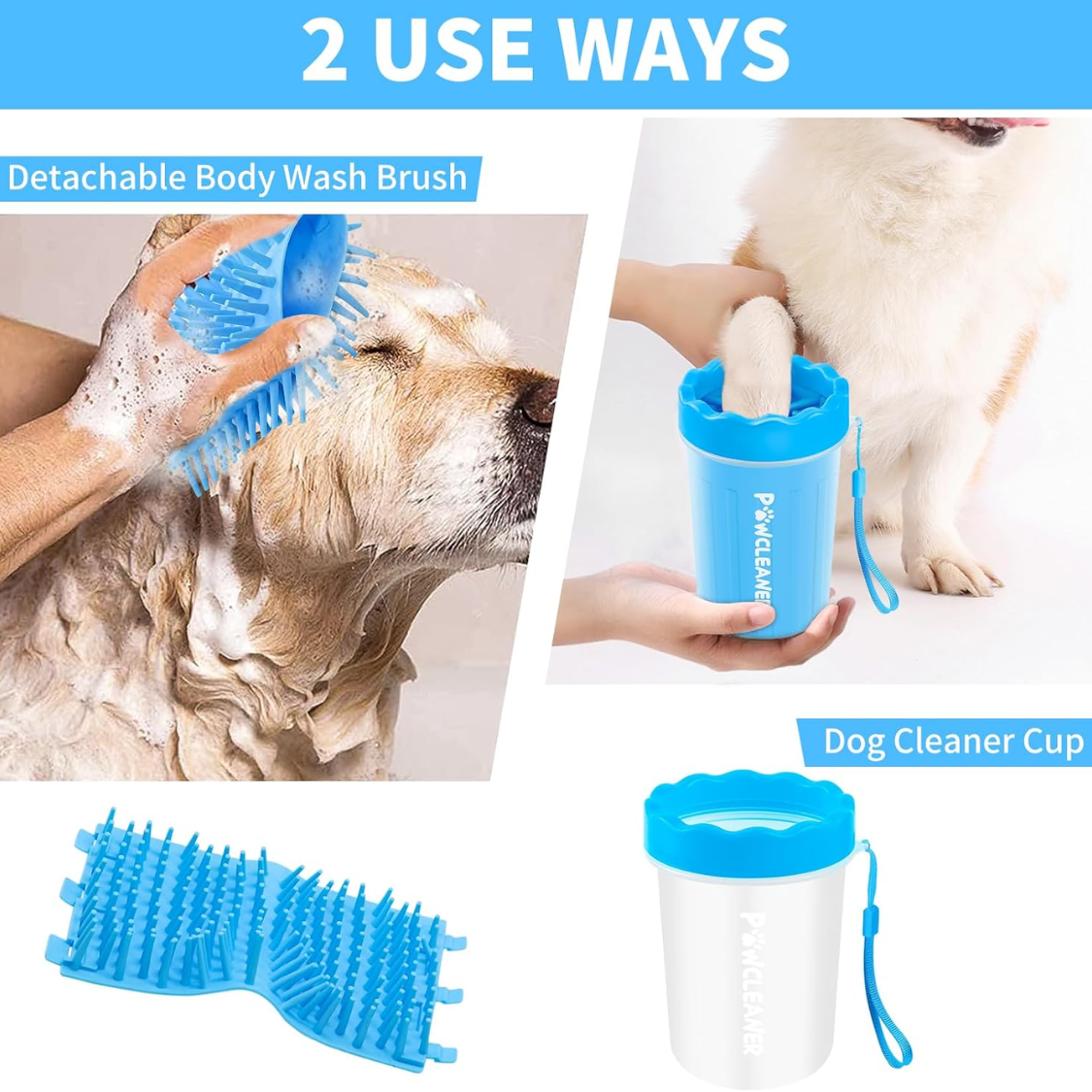 Professionnel 7 en 1 Nettoyeur de patte pour chiens et chats comprend 1 rondelle de patte portable 1 bain