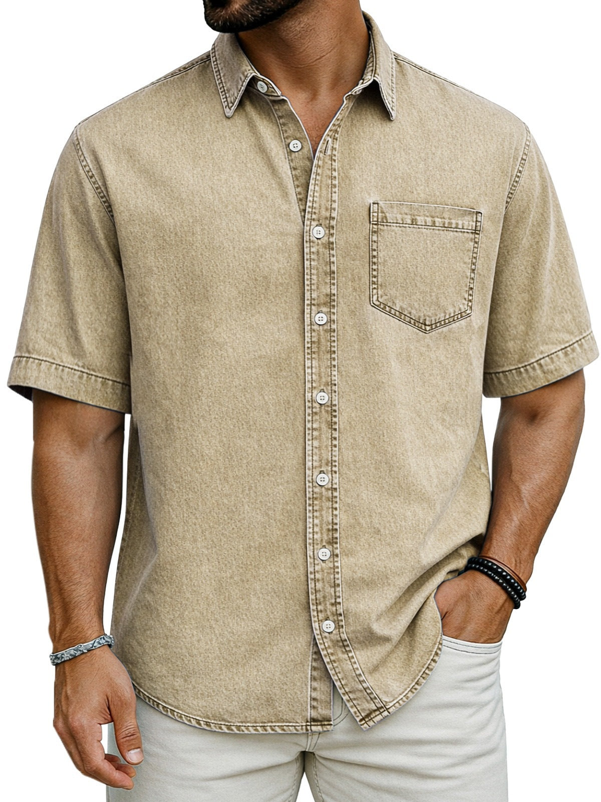Chemise casual homme manches courtes