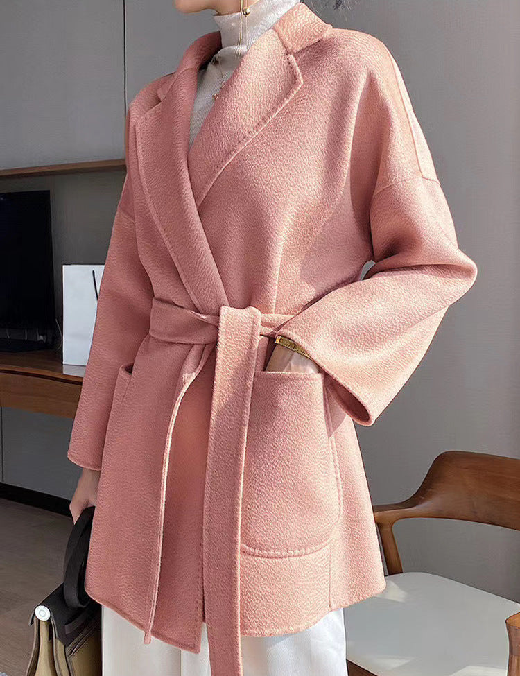 Manteau à double face en laine de longueur moyenne