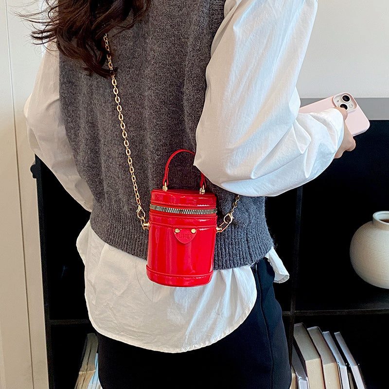 Cuir Mode Candy Couleur Sac à Bucket cylindrique