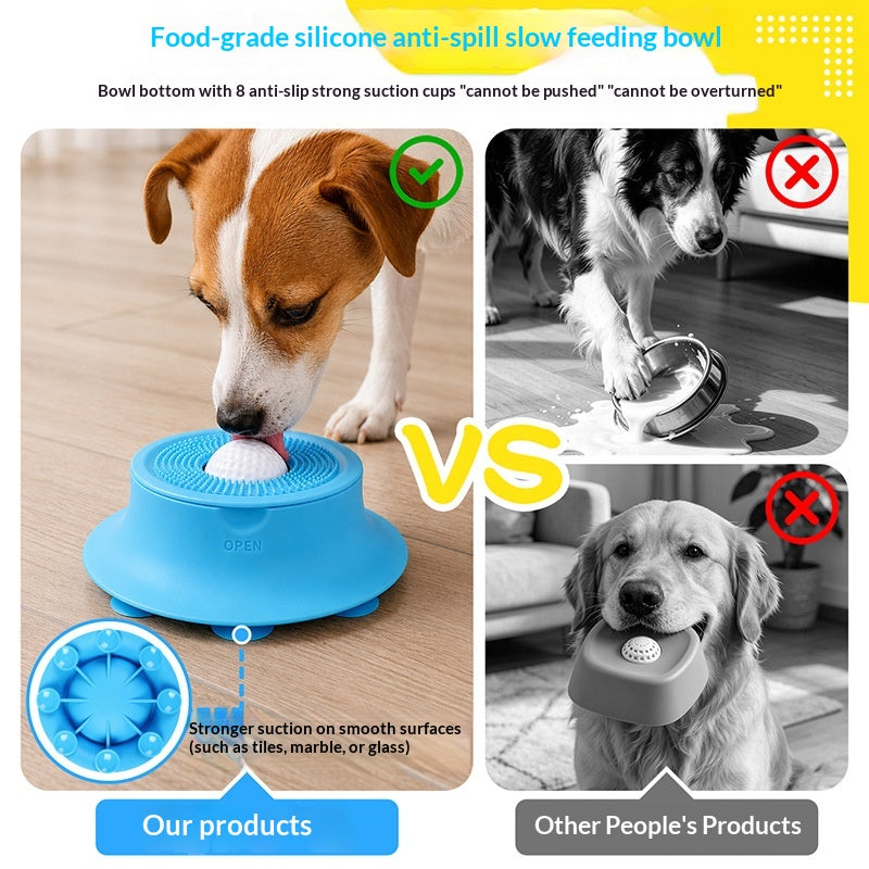 Nourriture humide Bol à alimentation lente pour chats et chiens Silicone avec coupe d'aspiration