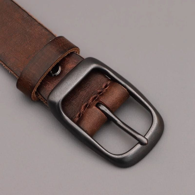 Ceinture en cuir plein grain pour hommes avec boucle d'épingle