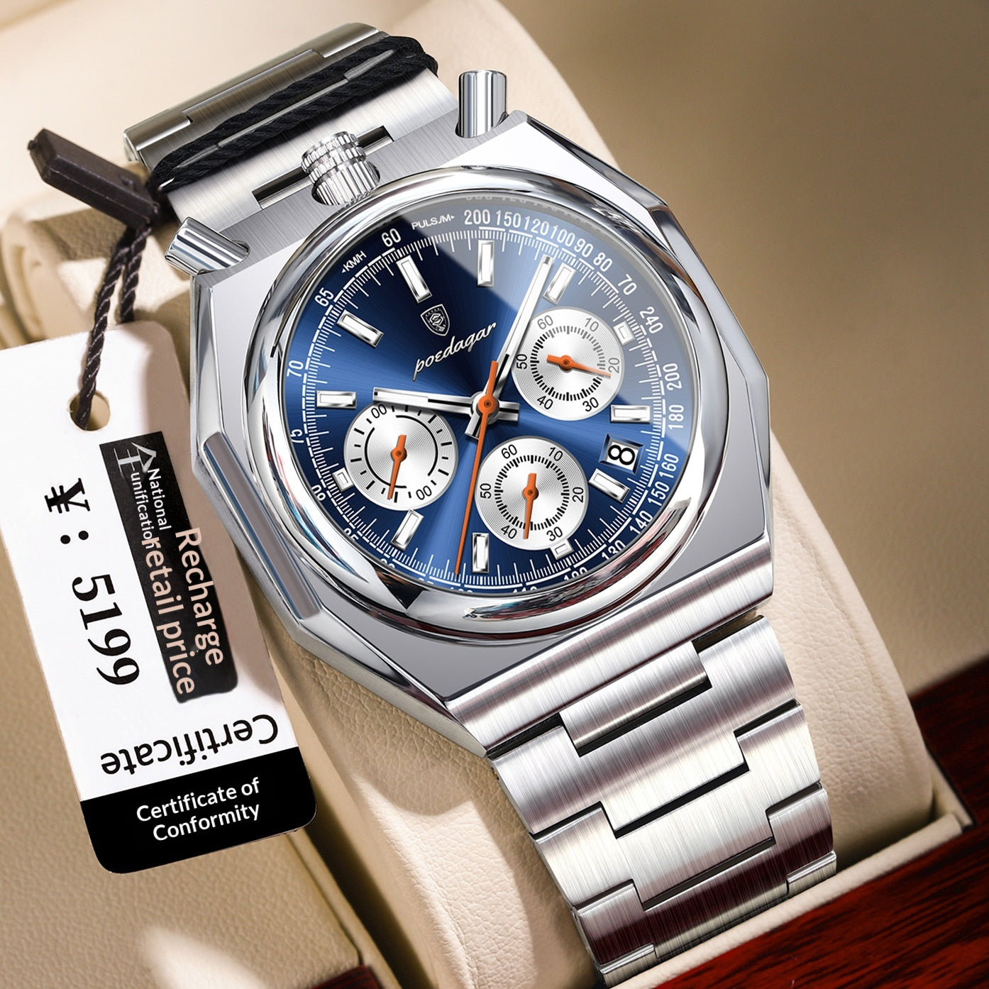 Imperméable Montre homme mode Montre Quartz multifonction
