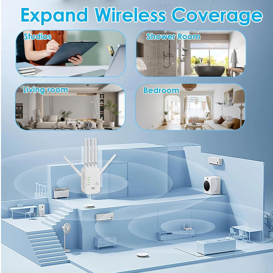 Amplificateur de signal à double bande, répéteur sans fil Gigabit 1200M