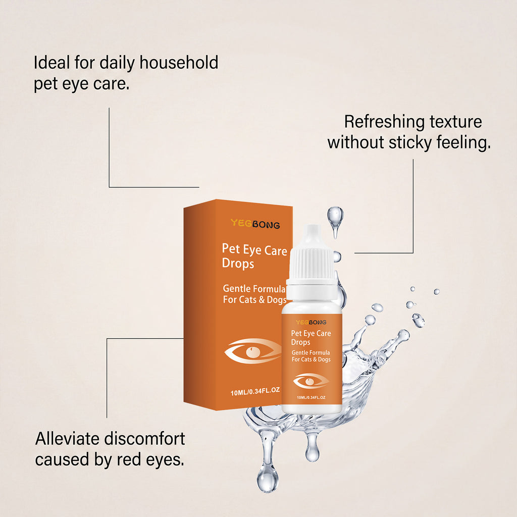 Yegbong Pet Eye Drops Mild Formula Hydrate et Nettoie les sécrétions pour les yeux pour le quotidien Com