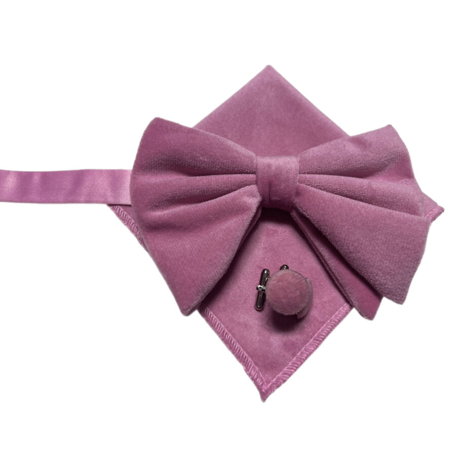Double-Layer Gold Velvet Horn Bow Square Écharpe Boutons de manchette Ensemble de trois pièces