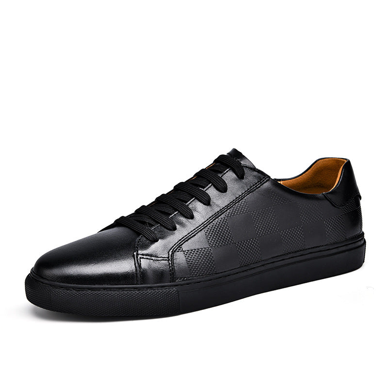 Première couche Cowhide printemps respirant blanc Chaussures blanc Plaid Board