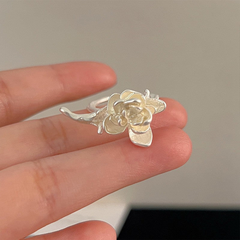 925 Argent Sterling Irrégulier Anneau Géométrique Femme Année Niche Design Sens Mode P