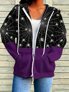 Veste à capuche imprimée à thème Halloween pour femmes