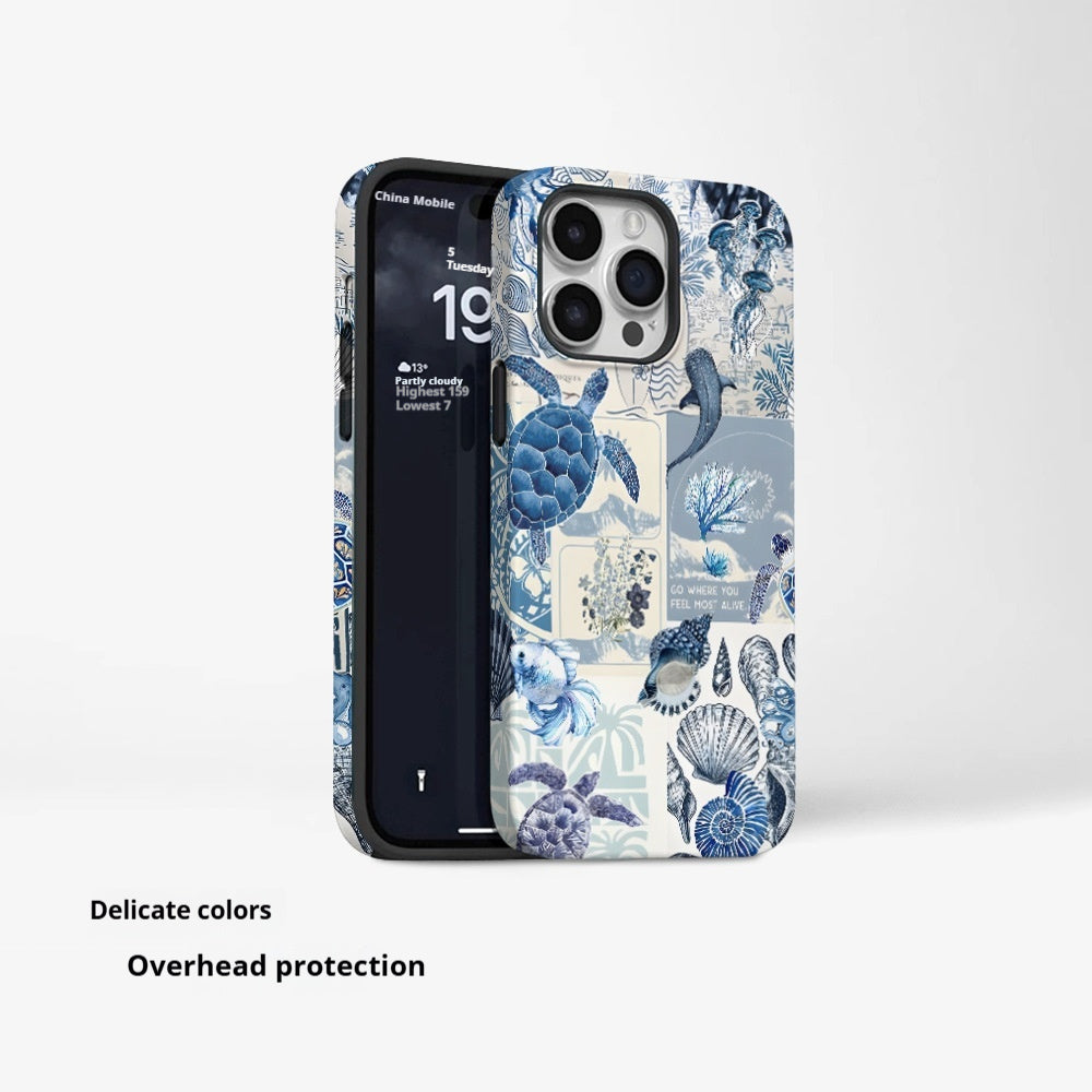 Cas de téléphone imprimé Marine Bio créatif et minimaliste