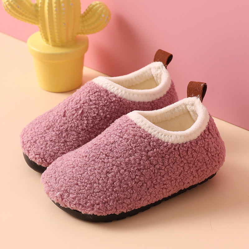 Pantoufles de coton d'automne et d'hiver à doublure polaire pour enfants