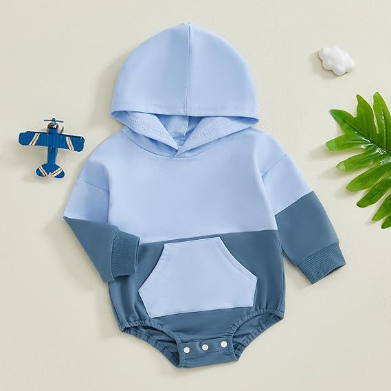 Manches longues Couleur-bloc à capuchon Onesie
