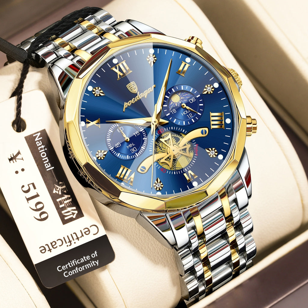 Montre Quartz multifonctionnelle imperméable pour hommes