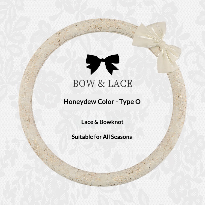 Couverture universelle de roue de direction en dentelle Bow