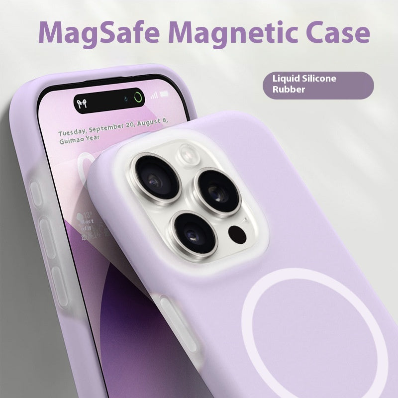 Solid Color Jelly Magnetic Silicone Cas de téléphone liquide