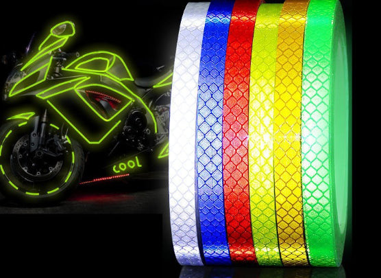 Couleur solide cristal couleur treillis moto nuit avertissement bande réfléchissante