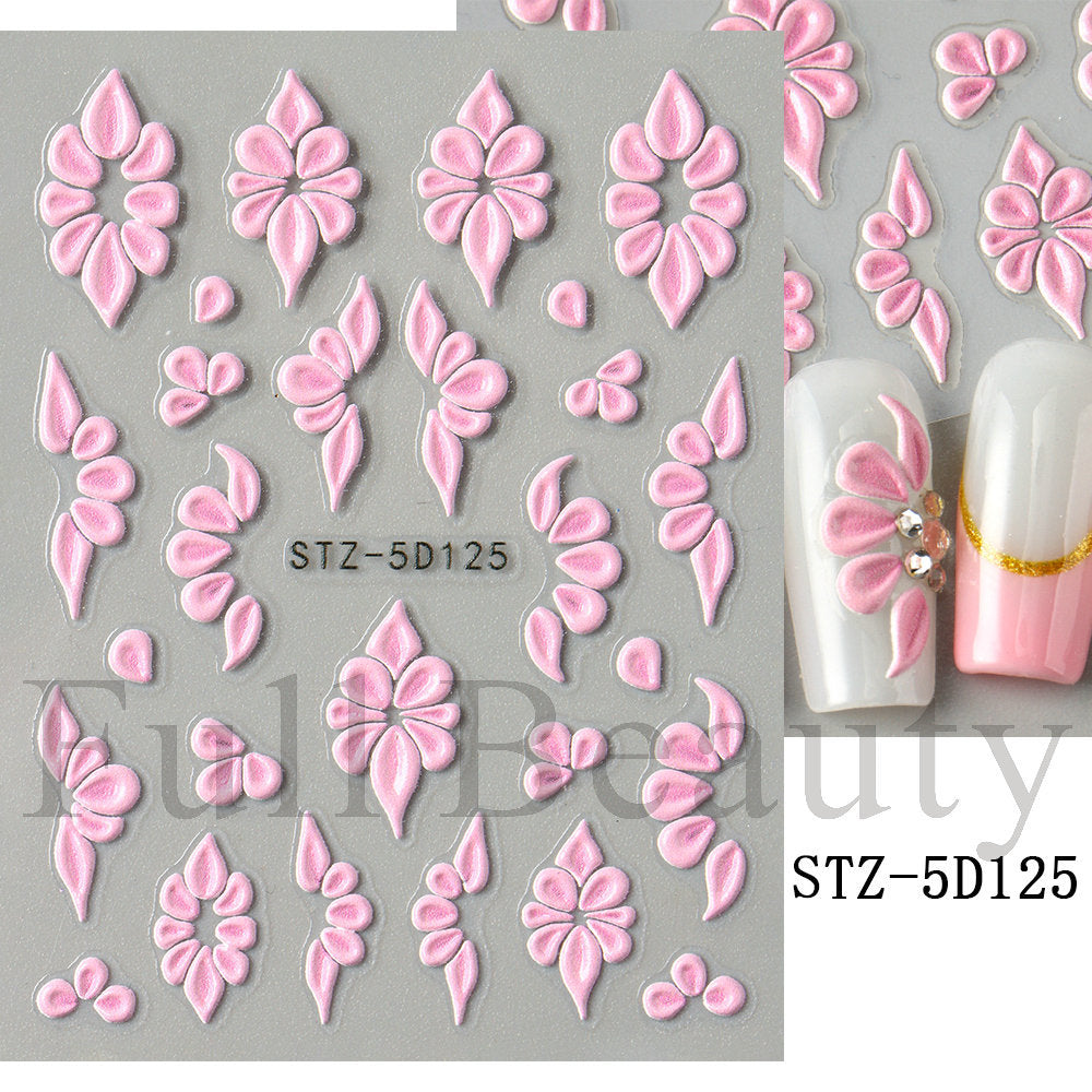 Stickers ongles adhésifs 3D embossé style ins