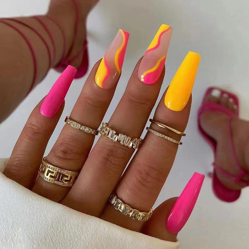 Pointe à ongles Rose jaune Rouge 24 pièces en boîte