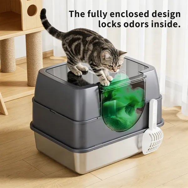 Galaxy Stainless Steel Beige Cat Litter Box