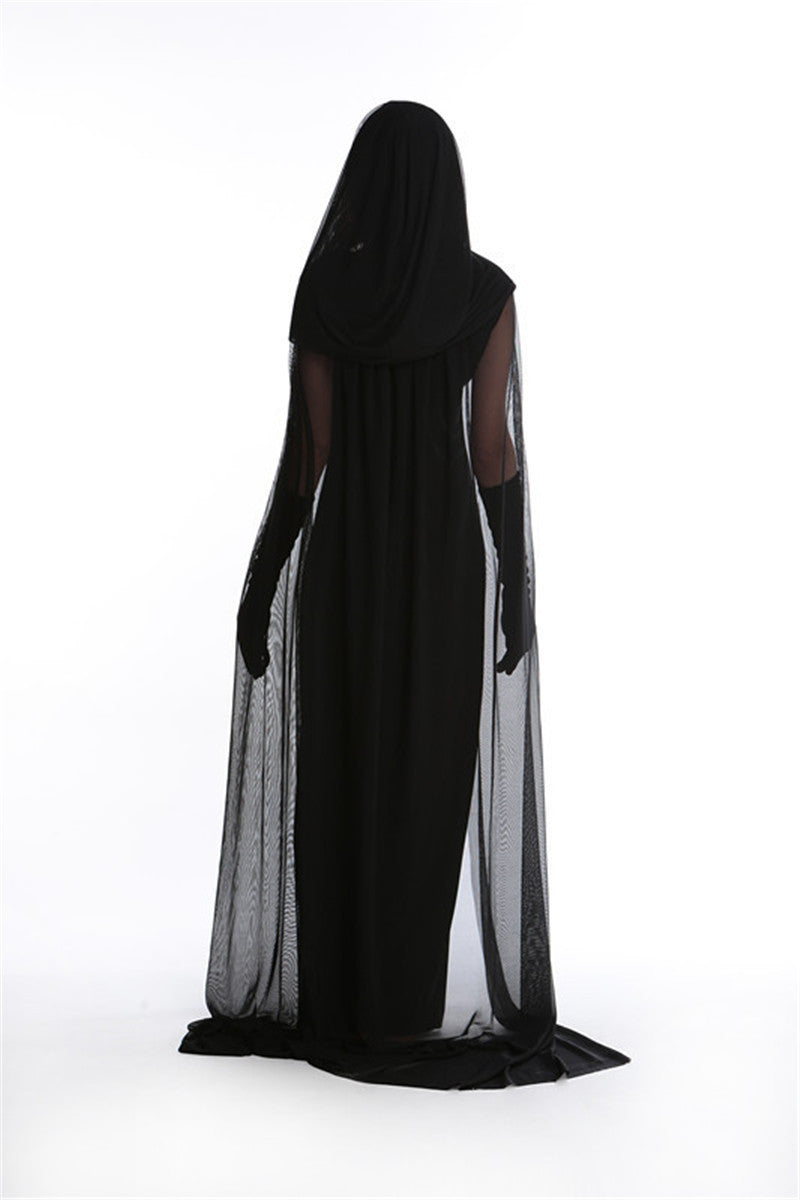 Cosplay Halloween Femmes Death Hell Witch Devil Vampire Uniforme Noir Robe Longue Party Cosp