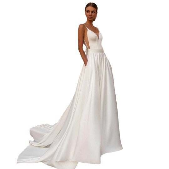 Robe de mariée simple de Strap Deep-V
