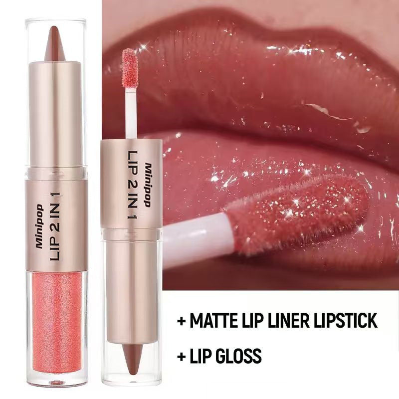 Double-bout étanche à la boue 2-en-1 Lip Gloss and Lip Liner