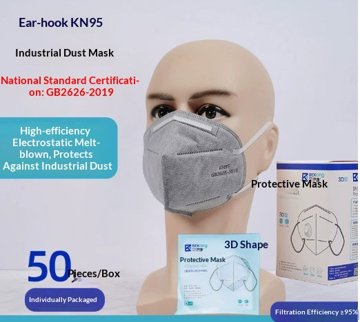 Masque KN95 de qualité industrielle anti-poussière emballé individuellement avec une bande d'éponge