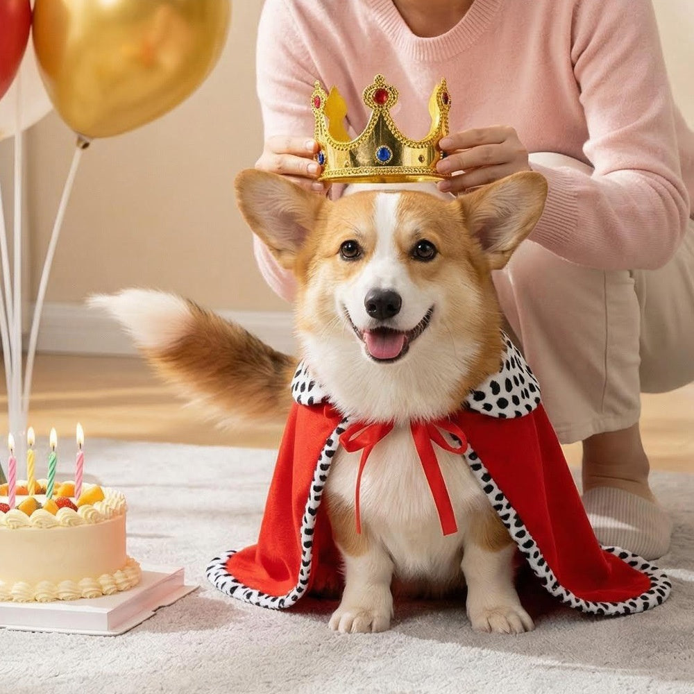 Pet King Cape with Crown Funny Costume