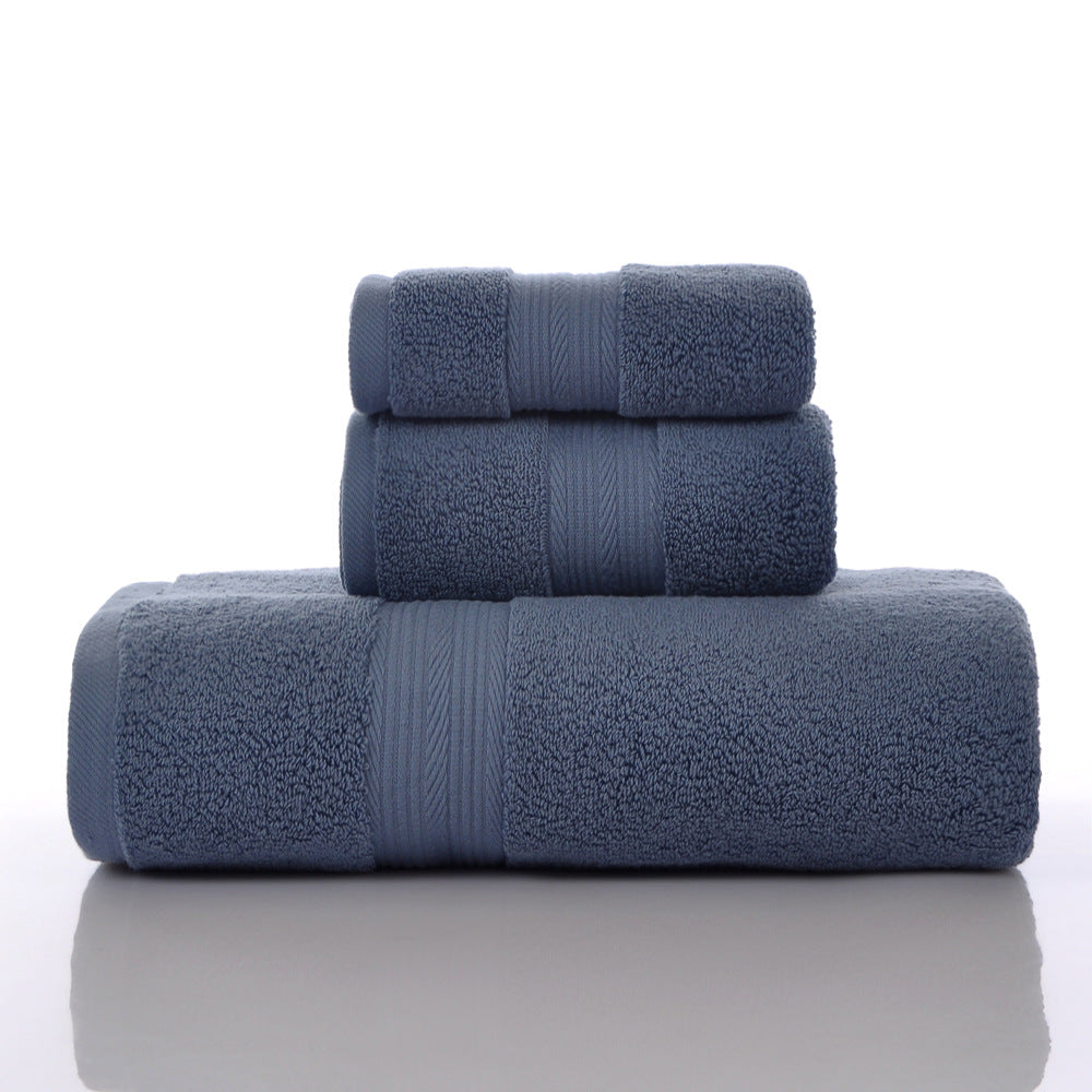 Ensemble de 3 serviettes en coton pur à couleur solide et absorbante
