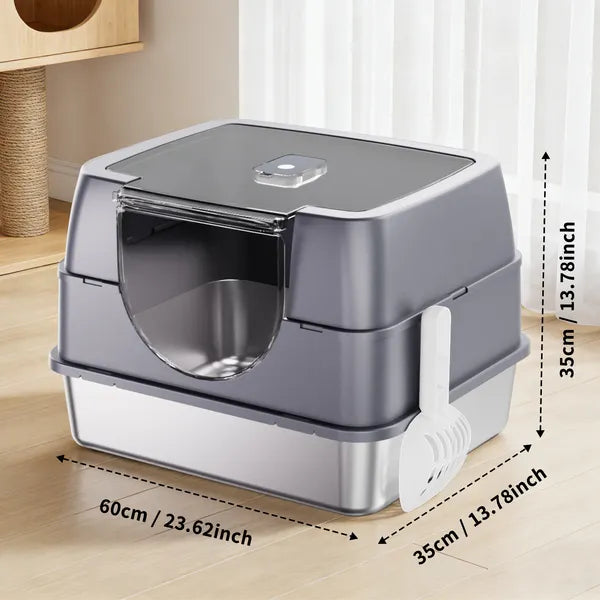 Boîte à litière en acier inoxydable gris Galaxy